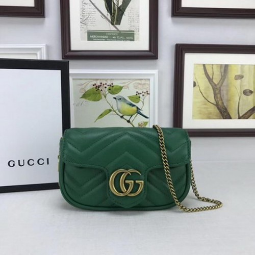 Gucci GG Marmont Matelasse Cuero Super Mini Bolso 476433 Verde