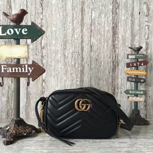 Gucci GG Marmont Matelasse Mini Bolso De Hombro 448065A Negro