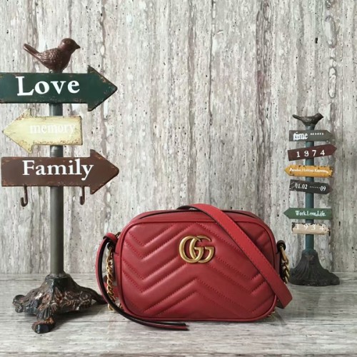 Gucci GG Marmont Matelasse Mini Bolso De Hombro 448065A Rojo