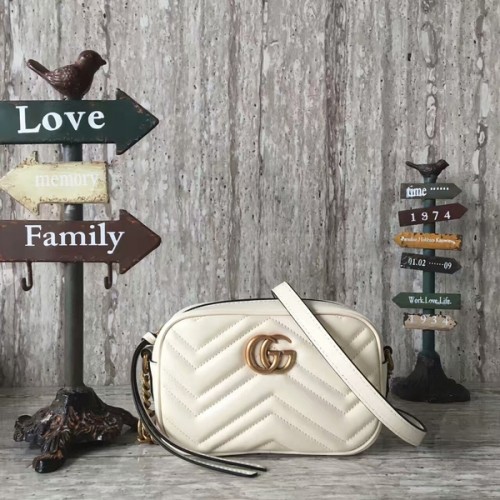 Gucci GG Marmont Matelasse Mini Bolso De Hombro 448065A Blanco