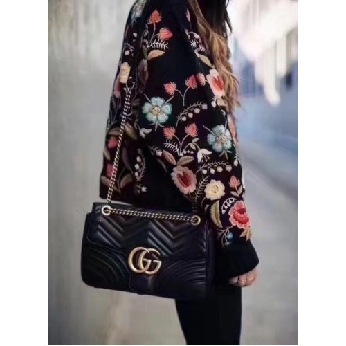 Gucci GG Marmont Matelasse Bolso de Hombro 443496 Negro