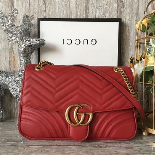 Gucci GG Marmont Matelasse Bolso de Hombro 443496 Rojo