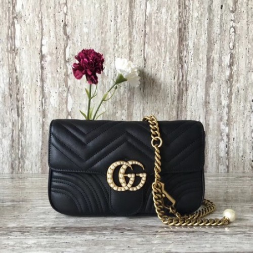Gucci GG Marmont Matelasse Bolso de Hombro 443497 Negro