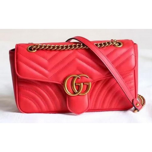 Gucci GG Marmont Matelasse Bolso de Hombro 443497 Rojo