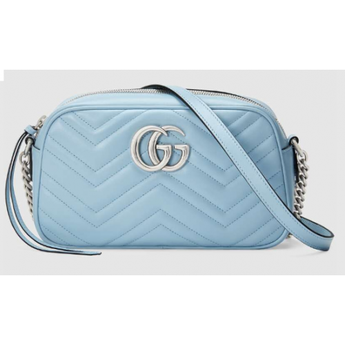 Gucci GG Marmont Matelasse Bolso de hombro 447632 Azul pastel