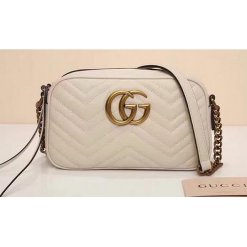 Gucci GG Marmont Matelasse Bolso de Hombro 447632 Blanquecino