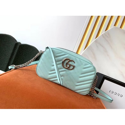Gucci GG Marmont Matelasse Bolso de hombro 447632 Verde pastel