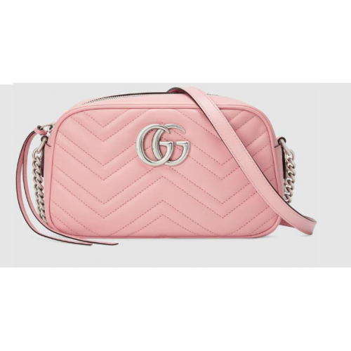 Gucci GG Marmont Matelasse Bolsa de hombro 447632 rosa claro
