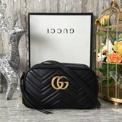 Gucci GG Marmont Matelasse Bolso de Hombro 447632A Negro