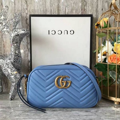 Gucci GG Marmont Matelasse Bolso de Hombro 447632A Azul