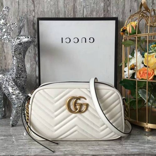 Gucci GG Marmont Matelasse Bolso de Hombro 447632A Blanco