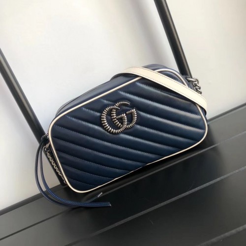 Gucci GG Marmont Matelasse Bolso de hombro A447632 Azul marino