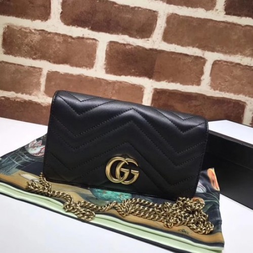 Gucci GG Marmont Matelasse mini Bolso 448426 Negro