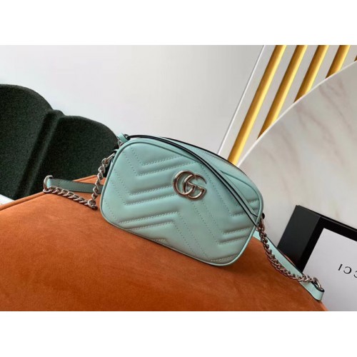 Gucci GG Marmont Matelasse pequeño bolso de hombro 447632 Verde pastel