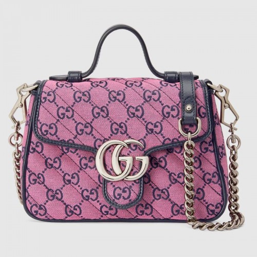 Gucci GG Marmont Mini bolso con asa superior multicolor 583571 Rosa y azul