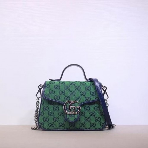 Gucci GG Marmont Multicolor mini bolso con asa superior 583571 verde