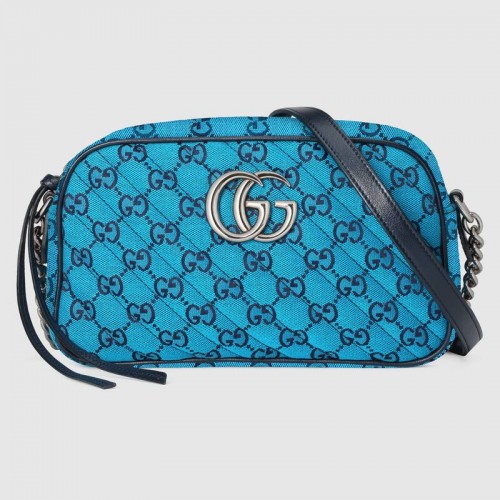 Gucci GG Marmont Multicolor pequeño bolso de hombro 447632 azul