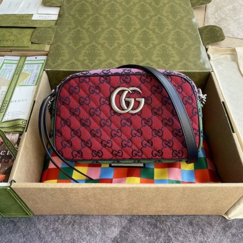Gucci GG Marmont Bolso de hombro pequeño multicolor 447632 rojo, amarillo y verde en polvo