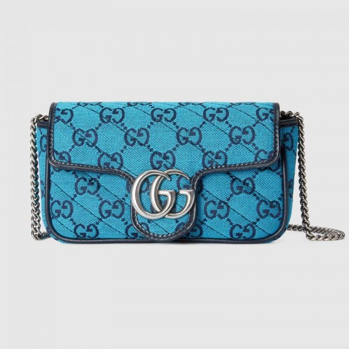 Gucci GG Marmont Multicolor super mini bolso 476433 Azul claro
