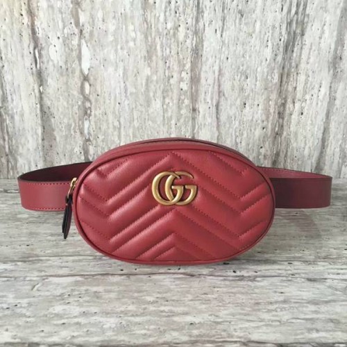 Gucci GG Marmont Bolso de cuero acolchado 476434 Rojo