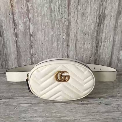 Gucci GG Marmont Bolso de cuero acolchado 476434 Blanco