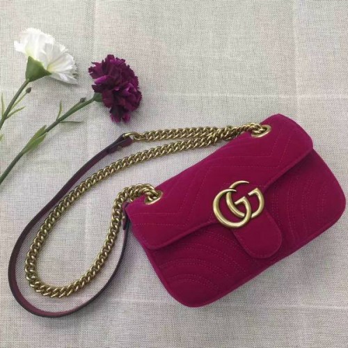 Gucci GG Marmont Suede Leather Mini Bolso de Hombro 446744 Vino