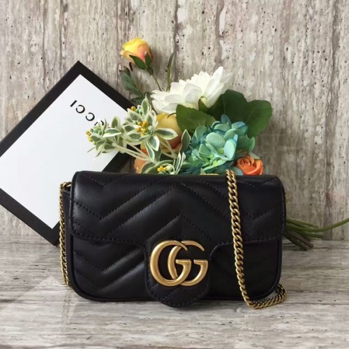 Gucci GG Marmont Terciopelo Nano Bolso De Hombro 476433A Negro