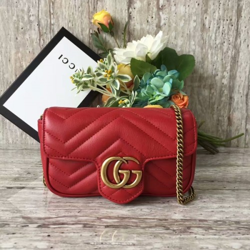 Gucci GG Marmont Terciopelo Nano Bolso De Hombro 476433A Rojo