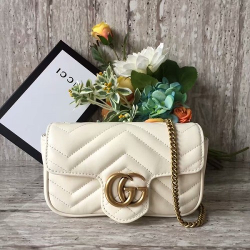 Gucci GG Marmont Terciopelo Nano Bolso De Hombro 476433A Blanco