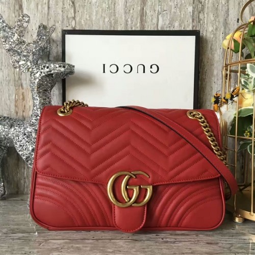 Gucci GG Marmont Terciopelo Bolso De Hombro 443496A Rojo
