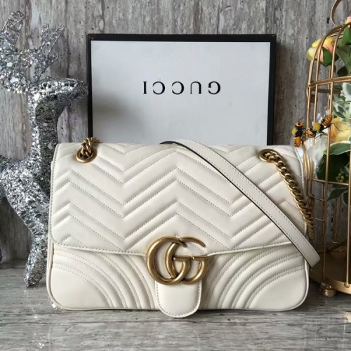 Gucci GG Marmont Terciopelo Bolso De Hombro 443496A Blanco