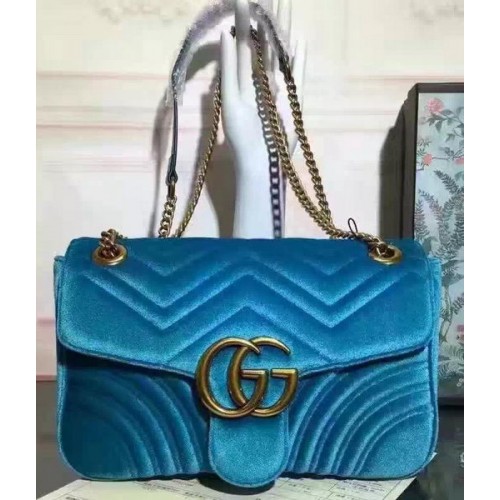 Gucci GG Marmont Terciopelo Bolso De Hombro 443497 Azul