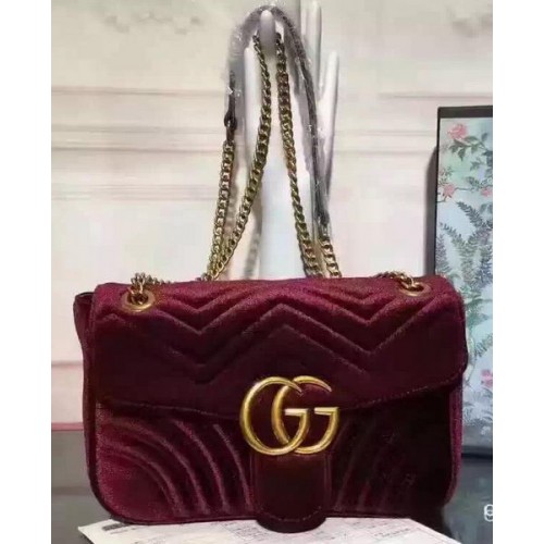 Gucci GG Marmont Terciopelo Bolso De Hombro 443497 Púrpura