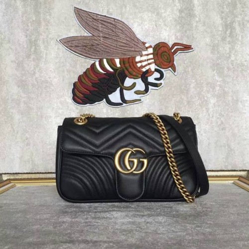 Gucci GG Marmont Sheenskin Bolso de Hombro 443497A Negro