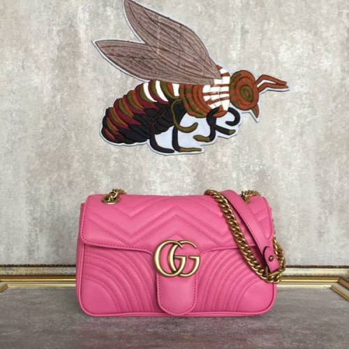 Gucci GG Marmont Sheenskin Bolso de Hombro 443497A Rosa