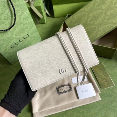 Cartera con cadena Gucci GG Marmont 497985 Blanco