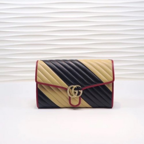 Gucci GG Marmont embrague 498079 negro y albaricoque