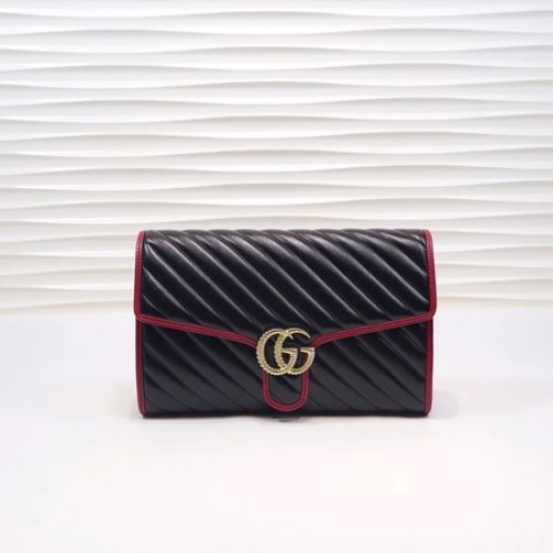Gucci GG Marmont embrague 498079 negro y rojo