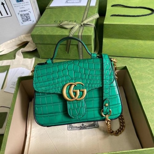 Gucci GG Marmont cocodrilo mini bolso de asa superior 547260 verde
