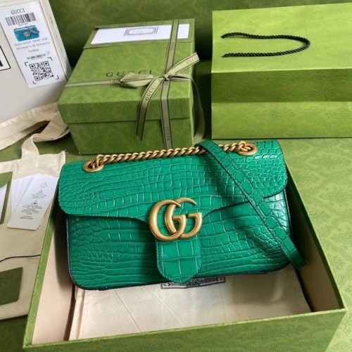Gucci GG Marmont bolso de hombro pequeño de cocodrilo 443497 verde