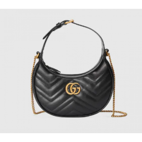 Gucci GG Marmont minibolso en forma de media luna 699514 negro