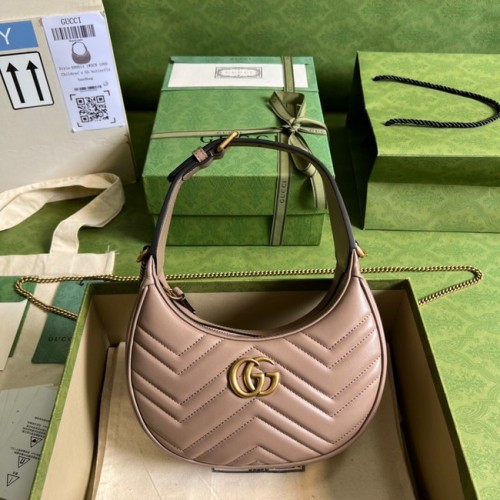 Gucci GG Marmont minibolso en forma de media luna 699514 rosa oscuro