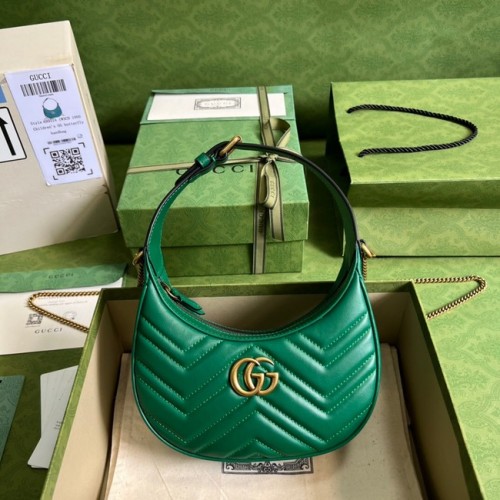 Gucci GG Marmont minibolso en forma de media luna 699514 verde