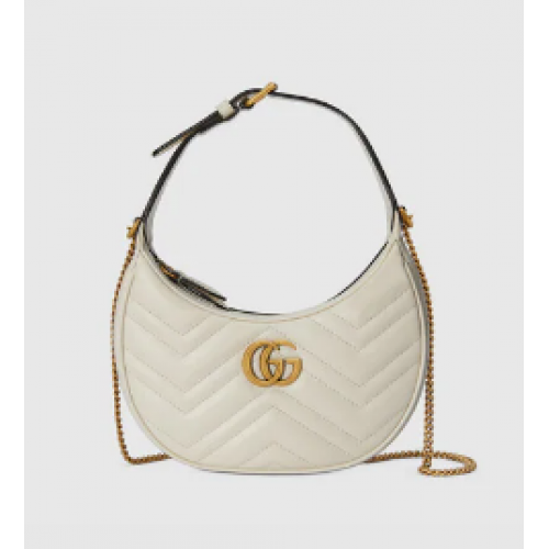 Gucci GG Marmont minibolso en forma de media luna 699514 blanco