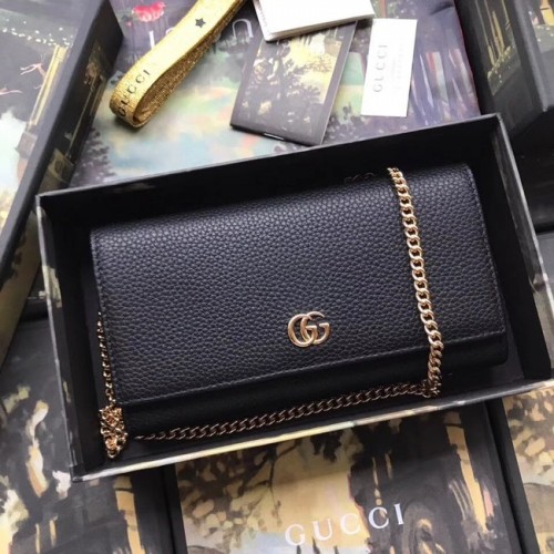 Gucci GG Marmont cartera con cadena de cuero 546585 negro