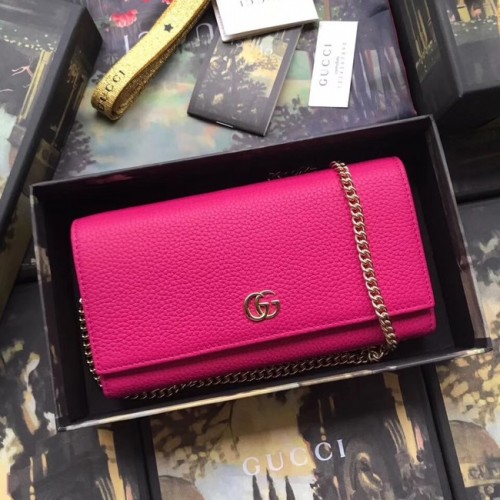Gucci GG Marmont cartera con cadena de cuero 546585 rosa