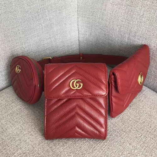 Gucci GG Marmont matelasse cinturón bolsa 524597 rojo