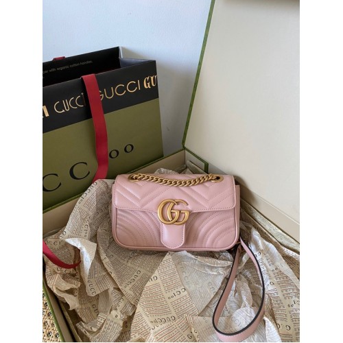 Gucci GG Marmont matelasse mini bolso 446744 rosa