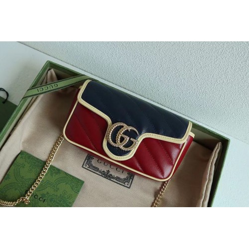 Gucci GG Marmont matelasse mini bolso 446744 vino y azul marino