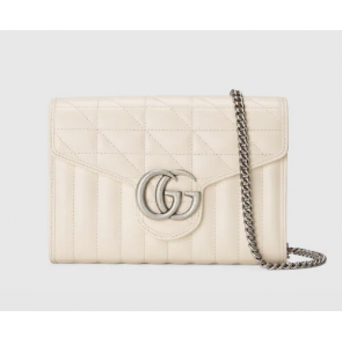 Gucci GG Marmont matelasse mini bolso 474575 Blanco